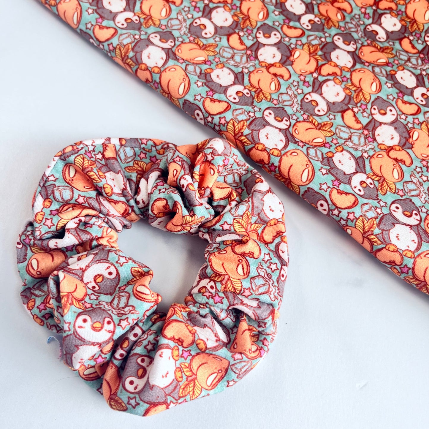 Peachy Penguins Scrunchie