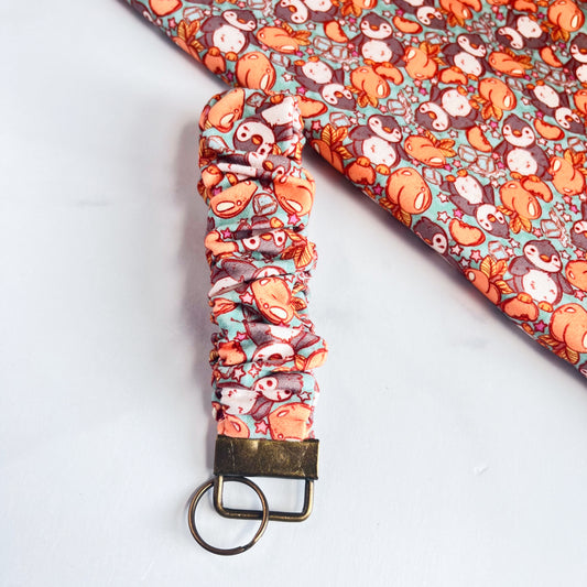 Peachy Penguins Scrunchie Keychain