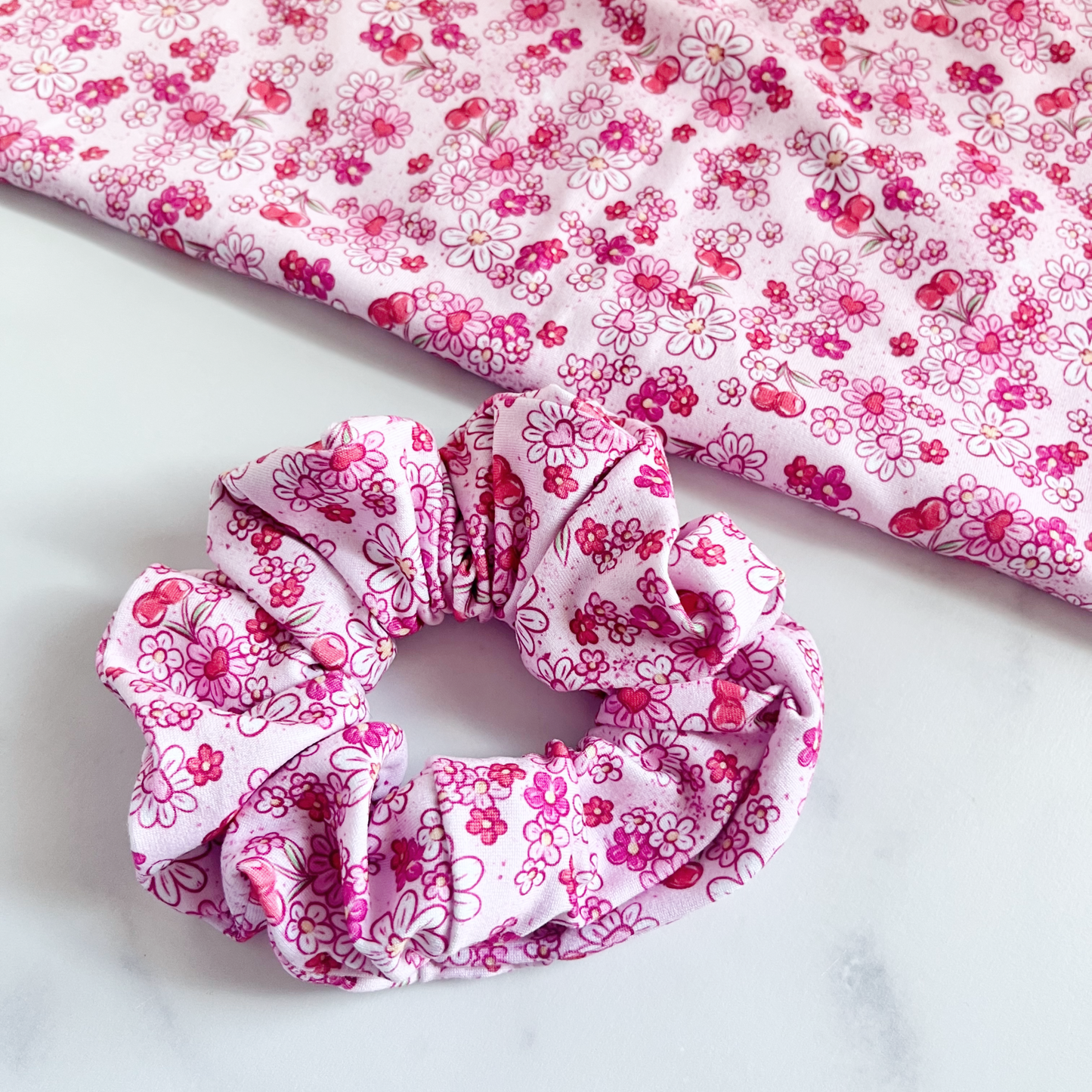 Cherry Floral Scrunchie